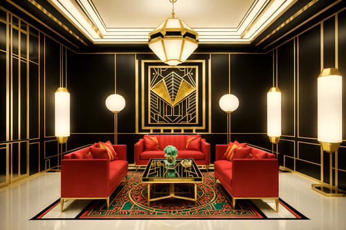 photo from pinterest of art deco-style interior designed (exhibition space interior) . with glamour and bold geometry and decadent detail and exuberant shapes and bright and cheerful colors and symmetrical designs and geometric lines and luxury. . cinematic photo, highly detailed, cinematic lighting, ultra-detailed, ultrarealistic, photorealism, 8k. trending on pinterest. art deco interior design style. masterpiece, cinematic light, ultrarealistic+, photorealistic+, 8k, raw photo, realistic, sharp focus on eyes, (symmetrical eyes), (intact eyes), hyperrealistic, highest quality, best quality, , highly detailed, masterpiece, best quality, extremely detailed 8k wallpaper, masterpiece, best quality, ultra-detailed, best shadow, detailed background, detailed face, detailed eyes, high contrast, best illumination, detailed face, dulux, caustic, dynamic angle, detailed glow. dramatic lighting. highly detailed, insanely detailed hair, symmetrical, intricate details, professionally retouched, 8k high definition. strong bokeh. award winning photo.