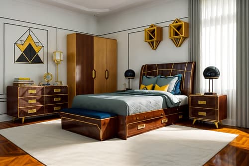 photo from pinterest of art deco-style interior designed (kids room interior) with kids desk and night light and storage bench or ottoman and headboard and bed and dresser closet and plant and bedside table or night stand. . with geometric lines and stream-lined forms and angular shapes and exuberant shapes and luxury and glamour and geometric shapes and decadent detail. . cinematic photo, highly detailed, cinematic lighting, ultra-detailed, ultrarealistic, photorealism, 8k. trending on pinterest. art deco interior design style. masterpiece, cinematic light, ultrarealistic+, photorealistic+, 8k, raw photo, realistic, sharp focus on eyes, (symmetrical eyes), (intact eyes), hyperrealistic, highest quality, best quality, , highly detailed, masterpiece, best quality, extremely detailed 8k wallpaper, masterpiece, best quality, ultra-detailed, best shadow, detailed background, detailed face, detailed eyes, high contrast, best illumination, detailed face, dulux, caustic, dynamic angle, detailed glow. dramatic lighting. highly detailed, insanely detailed hair, symmetrical, intricate details, professionally retouched, 8k high definition. strong bokeh. award winning photo.