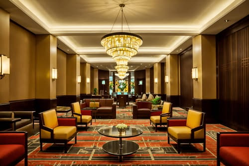 photo from pinterest of art deco-style interior designed (hotel lobby interior) with sofas and rug and lounge chairs and check in desk and plant and hanging lamps and coffee tables and furniture. . with stream-lined forms and bright and cheerful colors and abstract patterns and luxury and angular shapes and rich colors and smooth lines and symmetrical designs. . cinematic photo, highly detailed, cinematic lighting, ultra-detailed, ultrarealistic, photorealism, 8k. trending on pinterest. art deco interior design style. masterpiece, cinematic light, ultrarealistic+, photorealistic+, 8k, raw photo, realistic, sharp focus on eyes, (symmetrical eyes), (intact eyes), hyperrealistic, highest quality, best quality, , highly detailed, masterpiece, best quality, extremely detailed 8k wallpaper, masterpiece, best quality, ultra-detailed, best shadow, detailed background, detailed face, detailed eyes, high contrast, best illumination, detailed face, dulux, caustic, dynamic angle, detailed glow. dramatic lighting. highly detailed, insanely detailed hair, symmetrical, intricate details, professionally retouched, 8k high definition. strong bokeh. award winning photo.