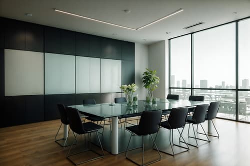 photo from pinterest of simple-style interior designed (meeting room interior) with boardroom table and plant and vase and glass walls and painting or photo on wall and glass doors and office chairs and cabinets. . . cinematic photo, highly detailed, cinematic lighting, ultra-detailed, ultrarealistic, photorealism, 8k. trending on pinterest. simple interior design style. masterpiece, cinematic light, ultrarealistic+, photorealistic+, 8k, raw photo, realistic, sharp focus on eyes, (symmetrical eyes), (intact eyes), hyperrealistic, highest quality, best quality, , highly detailed, masterpiece, best quality, extremely detailed 8k wallpaper, masterpiece, best quality, ultra-detailed, best shadow, detailed background, detailed face, detailed eyes, high contrast, best illumination, detailed face, dulux, caustic, dynamic angle, detailed glow. dramatic lighting. highly detailed, insanely detailed hair, symmetrical, intricate details, professionally retouched, 8k high definition. strong bokeh. award winning photo.