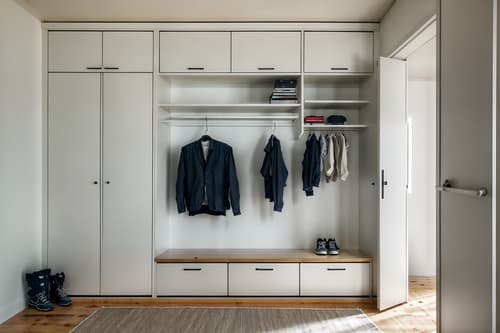 photo from pinterest of simple-style interior designed (drop zone interior) with shelves for shoes and lockers and high up storage and cabinets and cubbies and storage drawers and storage baskets and a bench. . . cinematic photo, highly detailed, cinematic lighting, ultra-detailed, ultrarealistic, photorealism, 8k. trending on pinterest. simple interior design style. masterpiece, cinematic light, ultrarealistic+, photorealistic+, 8k, raw photo, realistic, sharp focus on eyes, (symmetrical eyes), (intact eyes), hyperrealistic, highest quality, best quality, , highly detailed, masterpiece, best quality, extremely detailed 8k wallpaper, masterpiece, best quality, ultra-detailed, best shadow, detailed background, detailed face, detailed eyes, high contrast, best illumination, detailed face, dulux, caustic, dynamic angle, detailed glow. dramatic lighting. highly detailed, insanely detailed hair, symmetrical, intricate details, professionally retouched, 8k high definition. strong bokeh. award winning photo.