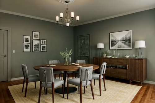 photo from pinterest of simple-style interior designed (dining room interior) with plates, cutlery and glasses on dining table and bookshelves and dining table and painting or photo on wall and vase and plant and light or chandelier and table cloth. . . cinematic photo, highly detailed, cinematic lighting, ultra-detailed, ultrarealistic, photorealism, 8k. trending on pinterest. simple interior design style. masterpiece, cinematic light, ultrarealistic+, photorealistic+, 8k, raw photo, realistic, sharp focus on eyes, (symmetrical eyes), (intact eyes), hyperrealistic, highest quality, best quality, , highly detailed, masterpiece, best quality, extremely detailed 8k wallpaper, masterpiece, best quality, ultra-detailed, best shadow, detailed background, detailed face, detailed eyes, high contrast, best illumination, detailed face, dulux, caustic, dynamic angle, detailed glow. dramatic lighting. highly detailed, insanely detailed hair, symmetrical, intricate details, professionally retouched, 8k high definition. strong bokeh. award winning photo.