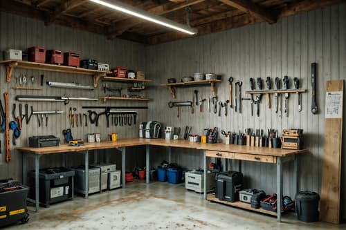 photo from pinterest of simple-style interior designed (workshop interior) with tool wall and messy and wooden workbench and tool wall. . . cinematic photo, highly detailed, cinematic lighting, ultra-detailed, ultrarealistic, photorealism, 8k. trending on pinterest. simple interior design style. masterpiece, cinematic light, ultrarealistic+, photorealistic+, 8k, raw photo, realistic, sharp focus on eyes, (symmetrical eyes), (intact eyes), hyperrealistic, highest quality, best quality, , highly detailed, masterpiece, best quality, extremely detailed 8k wallpaper, masterpiece, best quality, ultra-detailed, best shadow, detailed background, detailed face, detailed eyes, high contrast, best illumination, detailed face, dulux, caustic, dynamic angle, detailed glow. dramatic lighting. highly detailed, insanely detailed hair, symmetrical, intricate details, professionally retouched, 8k high definition. strong bokeh. award winning photo.