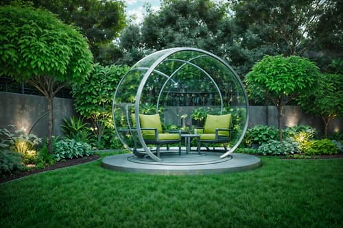 photo from pinterest of futuristic-style designed (outdoor garden ) with grass and garden tree and garden plants and grass. . with steel finishing and circular shapes and minimalist clean lines and glass panes and futurism minimalist and neutral background and bright accents and spaceship and light colors. . cinematic photo, highly detailed, cinematic lighting, ultra-detailed, ultrarealistic, photorealism, 8k. trending on pinterest. futuristic design style. masterpiece, cinematic light, ultrarealistic+, photorealistic+, 8k, raw photo, realistic, sharp focus on eyes, (symmetrical eyes), (intact eyes), hyperrealistic, highest quality, best quality, , highly detailed, masterpiece, best quality, extremely detailed 8k wallpaper, masterpiece, best quality, ultra-detailed, best shadow, detailed background, detailed face, detailed eyes, high contrast, best illumination, detailed face, dulux, caustic, dynamic angle, detailed glow. dramatic lighting. highly detailed, insanely detailed hair, symmetrical, intricate details, professionally retouched, 8k high definition. strong bokeh. award winning photo.