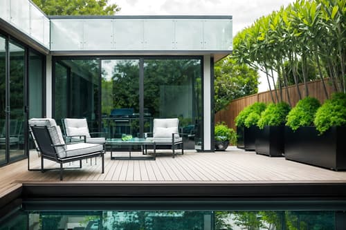 photo from pinterest of futuristic-style designed (outdoor patio ) with deck with deck chairs and plant and patio couch with pillows and grass and barbeque or grill and deck with deck chairs. . with glass panes and futuristic and minimalist clean lines and monochromatic palette and smooth polished marble and smooth marble and strong geometric walls and steel finishing. . cinematic photo, highly detailed, cinematic lighting, ultra-detailed, ultrarealistic, photorealism, 8k. trending on pinterest. futuristic design style. masterpiece, cinematic light, ultrarealistic+, photorealistic+, 8k, raw photo, realistic, sharp focus on eyes, (symmetrical eyes), (intact eyes), hyperrealistic, highest quality, best quality, , highly detailed, masterpiece, best quality, extremely detailed 8k wallpaper, masterpiece, best quality, ultra-detailed, best shadow, detailed background, detailed face, detailed eyes, high contrast, best illumination, detailed face, dulux, caustic, dynamic angle, detailed glow. dramatic lighting. highly detailed, insanely detailed hair, symmetrical, intricate details, professionally retouched, 8k high definition. strong bokeh. award winning photo.