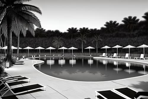 (hand-drawn monochrome black and white sketch line drawing)++ of sketch-style designed (outdoor pool area) . a sketch of . with . . a sketch of . with pool and pool lights and pool lounge chairs. trending on artstation. black and white line drawing sketch without colors. masterpiece, cinematic light, ultrarealistic+, photorealistic+, 8k, raw photo, realistic, sharp focus on eyes, (symmetrical eyes), (intact eyes), hyperrealistic, highest quality, best quality, , highly detailed, masterpiece, best quality, extremely detailed 8k wallpaper, masterpiece, best quality, ultra-detailed, best shadow, detailed background, detailed face, detailed eyes, high contrast, best illumination, detailed face, dulux, caustic, dynamic angle, detailed glow. dramatic lighting. highly detailed, insanely detailed hair, symmetrical, intricate details, professionally retouched, 8k high definition. strong bokeh. award winning photo.