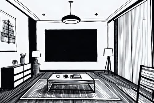 (hand-drawn monochrome black and white sketch line drawing)++ of sketch-style interior designed (home office) apartment interior. a sketch of interior. with . . a sketch of interior. with office chair and cabinets and desk lamp. trending on artstation. black and white line drawing sketch without colors. masterpiece, cinematic light, ultrarealistic+, photorealistic+, 8k, raw photo, realistic, sharp focus on eyes, (symmetrical eyes), (intact eyes), hyperrealistic, highest quality, best quality, , highly detailed, masterpiece, best quality, extremely detailed 8k wallpaper, masterpiece, best quality, ultra-detailed, best shadow, detailed background, detailed face, detailed eyes, high contrast, best illumination, detailed face, dulux, caustic, dynamic angle, detailed glow. dramatic lighting. highly detailed, insanely detailed hair, symmetrical, intricate details, professionally retouched, 8k high definition. strong bokeh. award winning photo.