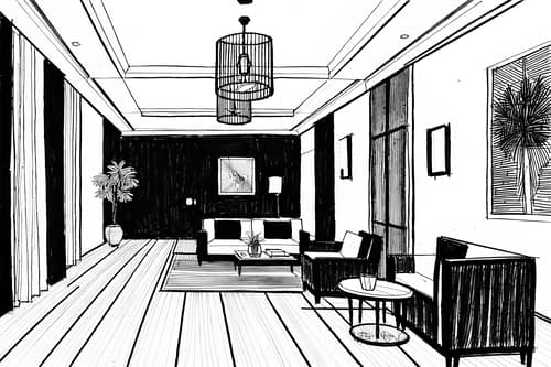 (hand-drawn monochrome black and white sketch line drawing)++ of sketch-style interior designed (hotel lobby) apartment interior. a sketch of interior. with . . a sketch of interior. with hanging lamps and lounge chairs and plant. trending on artstation. black and white line drawing sketch without colors. masterpiece, cinematic light, ultrarealistic+, photorealistic+, 8k, raw photo, realistic, sharp focus on eyes, (symmetrical eyes), (intact eyes), hyperrealistic, highest quality, best quality, , highly detailed, masterpiece, best quality, extremely detailed 8k wallpaper, masterpiece, best quality, ultra-detailed, best shadow, detailed background, detailed face, detailed eyes, high contrast, best illumination, detailed face, dulux, caustic, dynamic angle, detailed glow. dramatic lighting. highly detailed, insanely detailed hair, symmetrical, intricate details, professionally retouched, 8k high definition. strong bokeh. award winning photo.