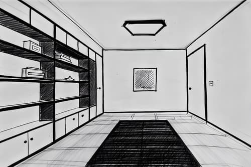 (hand-drawn monochrome black and white sketch line drawing)++ of sketch-style interior designed (drop zone) apartment interior. a sketch of interior. with . . a sketch of interior. with cubbies and shelves for shoes and cabinets. trending on artstation. black and white line drawing sketch without colors. masterpiece, cinematic light, ultrarealistic+, photorealistic+, 8k, raw photo, realistic, sharp focus on eyes, (symmetrical eyes), (intact eyes), hyperrealistic, highest quality, best quality, , highly detailed, masterpiece, best quality, extremely detailed 8k wallpaper, masterpiece, best quality, ultra-detailed, best shadow, detailed background, detailed face, detailed eyes, high contrast, best illumination, detailed face, dulux, caustic, dynamic angle, detailed glow. dramatic lighting. highly detailed, insanely detailed hair, symmetrical, intricate details, professionally retouched, 8k high definition. strong bokeh. award winning photo.