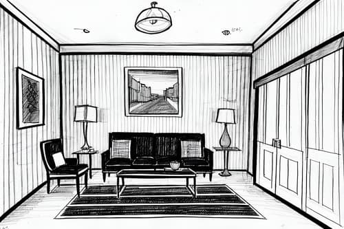 (hand-drawn monochrome black and white sketch line drawing)++ of sketch-style interior designed (hotel room) apartment interior. a sketch of interior. with . . a sketch of interior. with dresser closet and accent chair and mirror. trending on artstation. black and white line drawing sketch without colors. masterpiece, cinematic light, ultrarealistic+, photorealistic+, 8k, raw photo, realistic, sharp focus on eyes, (symmetrical eyes), (intact eyes), hyperrealistic, highest quality, best quality, , highly detailed, masterpiece, best quality, extremely detailed 8k wallpaper, masterpiece, best quality, ultra-detailed, best shadow, detailed background, detailed face, detailed eyes, high contrast, best illumination, detailed face, dulux, caustic, dynamic angle, detailed glow. dramatic lighting. highly detailed, insanely detailed hair, symmetrical, intricate details, professionally retouched, 8k high definition. strong bokeh. award winning photo.