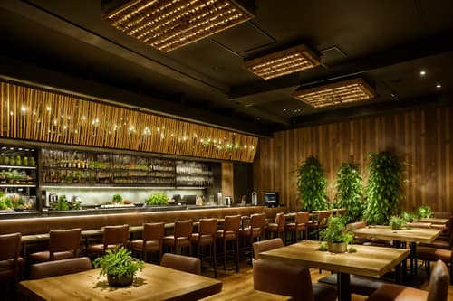 photo from pinterest of biophilic-style interior designed (restaurant interior) with restaurant dining tables and restaurant chairs and restaurant decor and restaurant bar and restaurant dining tables. . with environmental features and plants and images of nature and features of nature and sunlight and calming style and cork materials and earthy colors. . cinematic photo, highly detailed, cinematic lighting, ultra-detailed, ultrarealistic, photorealism, 8k. trending on pinterest. biophilic interior design style. masterpiece, cinematic light, ultrarealistic+, photorealistic+, 8k, raw photo, realistic, sharp focus on eyes, (symmetrical eyes), (intact eyes), hyperrealistic, highest quality, best quality, , highly detailed, masterpiece, best quality, extremely detailed 8k wallpaper, masterpiece, best quality, ultra-detailed, best shadow, detailed background, detailed face, detailed eyes, high contrast, best illumination, detailed face, dulux, caustic, dynamic angle, detailed glow. dramatic lighting. highly detailed, insanely detailed hair, symmetrical, intricate details, professionally retouched, 8k high definition. strong bokeh. award winning photo.