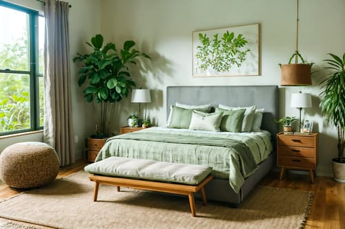 photo from pinterest of biophilic-style interior designed (bedroom interior) with plant and accent chair and night light and bedside table or night stand and dresser closet and storage bench or ottoman and mirror and headboard. . with calming style and features of the natural world and sunlight and plants and linen materials and cork materials and natural elements and ceramic materials. . cinematic photo, highly detailed, cinematic lighting, ultra-detailed, ultrarealistic, photorealism, 8k. trending on pinterest. biophilic interior design style. masterpiece, cinematic light, ultrarealistic+, photorealistic+, 8k, raw photo, realistic, sharp focus on eyes, (symmetrical eyes), (intact eyes), hyperrealistic, highest quality, best quality, , highly detailed, masterpiece, best quality, extremely detailed 8k wallpaper, masterpiece, best quality, ultra-detailed, best shadow, detailed background, detailed face, detailed eyes, high contrast, best illumination, detailed face, dulux, caustic, dynamic angle, detailed glow. dramatic lighting. highly detailed, insanely detailed hair, symmetrical, intricate details, professionally retouched, 8k high definition. strong bokeh. award winning photo.