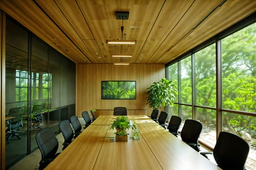 photo from pinterest of biophilic-style interior designed (meeting room interior) with glass walls and office chairs and painting or photo on wall and boardroom table and plant and vase and glass doors and cabinets. . with wood materials and natural elements and cork materials and features of nature and natural patterns and earthy colors and plants and images of animals. . cinematic photo, highly detailed, cinematic lighting, ultra-detailed, ultrarealistic, photorealism, 8k. trending on pinterest. biophilic interior design style. masterpiece, cinematic light, ultrarealistic+, photorealistic+, 8k, raw photo, realistic, sharp focus on eyes, (symmetrical eyes), (intact eyes), hyperrealistic, highest quality, best quality, , highly detailed, masterpiece, best quality, extremely detailed 8k wallpaper, masterpiece, best quality, ultra-detailed, best shadow, detailed background, detailed face, detailed eyes, high contrast, best illumination, detailed face, dulux, caustic, dynamic angle, detailed glow. dramatic lighting. highly detailed, insanely detailed hair, symmetrical, intricate details, professionally retouched, 8k high definition. strong bokeh. award winning photo.