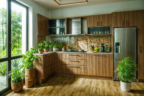 photo from pinterest of biophilic-style interior designed (kitchen interior) with plant and sink and refrigerator and worktops and stove and kitchen cabinets and plant. . with features of nature and plants and calming style and images of animals and natural shapes and forms and cork materials and natural environment and natural patterns. . cinematic photo, highly detailed, cinematic lighting, ultra-detailed, ultrarealistic, photorealism, 8k. trending on pinterest. biophilic interior design style. masterpiece, cinematic light, ultrarealistic+, photorealistic+, 8k, raw photo, realistic, sharp focus on eyes, (symmetrical eyes), (intact eyes), hyperrealistic, highest quality, best quality, , highly detailed, masterpiece, best quality, extremely detailed 8k wallpaper, masterpiece, best quality, ultra-detailed, best shadow, detailed background, detailed face, detailed eyes, high contrast, best illumination, detailed face, dulux, caustic, dynamic angle, detailed glow. dramatic lighting. highly detailed, insanely detailed hair, symmetrical, intricate details, professionally retouched, 8k high definition. strong bokeh. award winning photo.