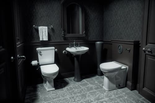 photo from pinterest of gothic-style interior designed (toilet interior) with toilet with toilet seat up and sink with tap and toilet paper hanger and toilet with toilet seat up. . . cinematic photo, highly detailed, cinematic lighting, ultra-detailed, ultrarealistic, photorealism, 8k. trending on pinterest. gothic interior design style. masterpiece, cinematic light, ultrarealistic+, photorealistic+, 8k, raw photo, realistic, sharp focus on eyes, (symmetrical eyes), (intact eyes), hyperrealistic, highest quality, best quality, , highly detailed, masterpiece, best quality, extremely detailed 8k wallpaper, masterpiece, best quality, ultra-detailed, best shadow, detailed background, detailed face, detailed eyes, high contrast, best illumination, detailed face, dulux, caustic, dynamic angle, detailed glow. dramatic lighting. highly detailed, insanely detailed hair, symmetrical, intricate details, professionally retouched, 8k high definition. strong bokeh. award winning photo.