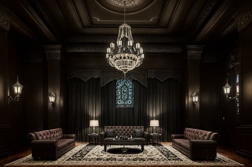 photo from pinterest of gothic-style interior designed (hotel lobby interior) with sofas and coffee tables and lounge chairs and hanging lamps and rug and check in desk and furniture and plant. . . cinematic photo, highly detailed, cinematic lighting, ultra-detailed, ultrarealistic, photorealism, 8k. trending on pinterest. gothic interior design style. masterpiece, cinematic light, ultrarealistic+, photorealistic+, 8k, raw photo, realistic, sharp focus on eyes, (symmetrical eyes), (intact eyes), hyperrealistic, highest quality, best quality, , highly detailed, masterpiece, best quality, extremely detailed 8k wallpaper, masterpiece, best quality, ultra-detailed, best shadow, detailed background, detailed face, detailed eyes, high contrast, best illumination, detailed face, dulux, caustic, dynamic angle, detailed glow. dramatic lighting. highly detailed, insanely detailed hair, symmetrical, intricate details, professionally retouched, 8k high definition. strong bokeh. award winning photo.