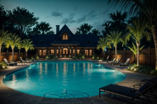 photo from pinterest of gothic-style designed (outdoor pool area ) with pool lights and pool lounge chairs and pool and pool lights. . . cinematic photo, highly detailed, cinematic lighting, ultra-detailed, ultrarealistic, photorealism, 8k. trending on pinterest. gothic design style. masterpiece, cinematic light, ultrarealistic+, photorealistic+, 8k, raw photo, realistic, sharp focus on eyes, (symmetrical eyes), (intact eyes), hyperrealistic, highest quality, best quality, , highly detailed, masterpiece, best quality, extremely detailed 8k wallpaper, masterpiece, best quality, ultra-detailed, best shadow, detailed background, detailed face, detailed eyes, high contrast, best illumination, detailed face, dulux, caustic, dynamic angle, detailed glow. dramatic lighting. highly detailed, insanely detailed hair, symmetrical, intricate details, professionally retouched, 8k high definition. strong bokeh. award winning photo.