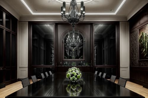 photo from pinterest of gothic-style interior designed (meeting room interior) with boardroom table and glass walls and painting or photo on wall and vase and plant and office chairs and glass doors and cabinets. . . cinematic photo, highly detailed, cinematic lighting, ultra-detailed, ultrarealistic, photorealism, 8k. trending on pinterest. gothic interior design style. masterpiece, cinematic light, ultrarealistic+, photorealistic+, 8k, raw photo, realistic, sharp focus on eyes, (symmetrical eyes), (intact eyes), hyperrealistic, highest quality, best quality, , highly detailed, masterpiece, best quality, extremely detailed 8k wallpaper, masterpiece, best quality, ultra-detailed, best shadow, detailed background, detailed face, detailed eyes, high contrast, best illumination, detailed face, dulux, caustic, dynamic angle, detailed glow. dramatic lighting. highly detailed, insanely detailed hair, symmetrical, intricate details, professionally retouched, 8k high definition. strong bokeh. award winning photo.