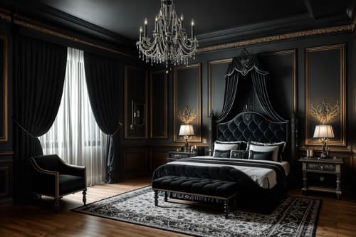 photo from pinterest of gothic-style interior designed (hotel room interior) with headboard and accent chair and bed and mirror and storage bench or ottoman and hotel bathroom and plant and bedside table or night stand. . . cinematic photo, highly detailed, cinematic lighting, ultra-detailed, ultrarealistic, photorealism, 8k. trending on pinterest. gothic interior design style. masterpiece, cinematic light, ultrarealistic+, photorealistic+, 8k, raw photo, realistic, sharp focus on eyes, (symmetrical eyes), (intact eyes), hyperrealistic, highest quality, best quality, , highly detailed, masterpiece, best quality, extremely detailed 8k wallpaper, masterpiece, best quality, ultra-detailed, best shadow, detailed background, detailed face, detailed eyes, high contrast, best illumination, detailed face, dulux, caustic, dynamic angle, detailed glow. dramatic lighting. highly detailed, insanely detailed hair, symmetrical, intricate details, professionally retouched, 8k high definition. strong bokeh. award winning photo.