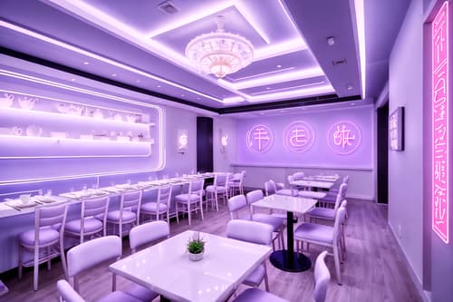 photo from pinterest of vaporwave-style interior designed (restaurant interior) with restaurant dining tables and restaurant decor and restaurant bar and restaurant chairs and restaurant dining tables. . with purple lights and japanese letters on wall and neon glow and japanese letters on wall and white roman statues, white roman sculptures, white roman columns, white roman pillars in the center of the room, and hanging plants and palm trees and purple lights. . cinematic photo, highly detailed, cinematic lighting, ultra-detailed, ultrarealistic, photorealism, 8k. trending on pinterest. vaporwave interior design style. masterpiece, cinematic light, ultrarealistic+, photorealistic+, 8k, raw photo, realistic, sharp focus on eyes, (symmetrical eyes), (intact eyes), hyperrealistic, highest quality, best quality, , highly detailed, masterpiece, best quality, extremely detailed 8k wallpaper, masterpiece, best quality, ultra-detailed, best shadow, detailed background, detailed face, detailed eyes, high contrast, best illumination, detailed face, dulux, caustic, dynamic angle, detailed glow. dramatic lighting. highly detailed, insanely detailed hair, symmetrical, intricate details, professionally retouched, 8k high definition. strong bokeh. award winning photo.