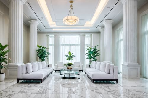 photo from pinterest of vaporwave-style interior designed (hotel lobby interior) with coffee tables and check in desk and sofas and hanging lamps and plant and lounge chairs and furniture and rug. . with white roman statues, white roman sculptures, white roman columns, white roman pillars in the center of the room, and white square bathroom tiles and purple lights and neon glow and washed out colors and japanese letters on wall and baby blue and 1980s retail shops. . cinematic photo, highly detailed, cinematic lighting, ultra-detailed, ultrarealistic, photorealism, 8k. trending on pinterest. vaporwave interior design style. masterpiece, cinematic light, ultrarealistic+, photorealistic+, 8k, raw photo, realistic, sharp focus on eyes, (symmetrical eyes), (intact eyes), hyperrealistic, highest quality, best quality, , highly detailed, masterpiece, best quality, extremely detailed 8k wallpaper, masterpiece, best quality, ultra-detailed, best shadow, detailed background, detailed face, detailed eyes, high contrast, best illumination, detailed face, dulux, caustic, dynamic angle, detailed glow. dramatic lighting. highly detailed, insanely detailed hair, symmetrical, intricate details, professionally retouched, 8k high definition. strong bokeh. award winning photo.