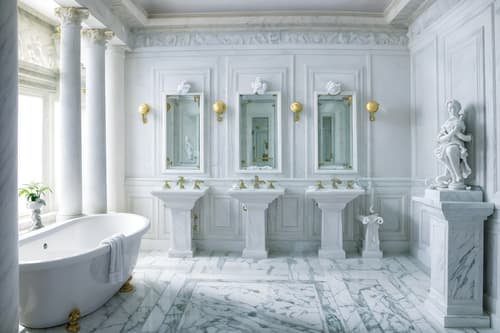 photo from pinterest of vaporwave-style interior designed (bathroom interior) with toilet seat and waste basket and bathtub and shower and bathroom sink with faucet and bath rail and plant and bath towel. . with white roman statues, white roman sculptures, white roman columns, white roman pillars in the center of the room, and hanging plants and white roman statues, white roman sculptures, white roman columns, white roman pillars in the center of the room, and palm trees and white square bathroom tiles and neon glow and bright pink and japanese letters on wall. . cinematic photo, highly detailed, cinematic lighting, ultra-detailed, ultrarealistic, photorealism, 8k. trending on pinterest. vaporwave interior design style. masterpiece, cinematic light, ultrarealistic+, photorealistic+, 8k, raw photo, realistic, sharp focus on eyes, (symmetrical eyes), (intact eyes), hyperrealistic, highest quality, best quality, , highly detailed, masterpiece, best quality, extremely detailed 8k wallpaper, masterpiece, best quality, ultra-detailed, best shadow, detailed background, detailed face, detailed eyes, high contrast, best illumination, detailed face, dulux, caustic, dynamic angle, detailed glow. dramatic lighting. highly detailed, insanely detailed hair, symmetrical, intricate details, professionally retouched, 8k high definition. strong bokeh. award winning photo.