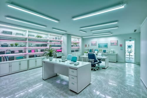 photo from pinterest of vaporwave-style interior designed (home office interior) with desk lamp and computer desk and cabinets and plant and office chair and desk lamp. . with baby blue and white roman statues, white roman sculptures, white roman columns, white roman pillars in the center of the room, and 1980s retail shops and palm trees and bright pink and neon glow and purple lights and purple lights. . cinematic photo, highly detailed, cinematic lighting, ultra-detailed, ultrarealistic, photorealism, 8k. trending on pinterest. vaporwave interior design style. masterpiece, cinematic light, ultrarealistic+, photorealistic+, 8k, raw photo, realistic, sharp focus on eyes, (symmetrical eyes), (intact eyes), hyperrealistic, highest quality, best quality, , highly detailed, masterpiece, best quality, extremely detailed 8k wallpaper, masterpiece, best quality, ultra-detailed, best shadow, detailed background, detailed face, detailed eyes, high contrast, best illumination, detailed face, dulux, caustic, dynamic angle, detailed glow. dramatic lighting. highly detailed, insanely detailed hair, symmetrical, intricate details, professionally retouched, 8k high definition. strong bokeh. award winning photo.