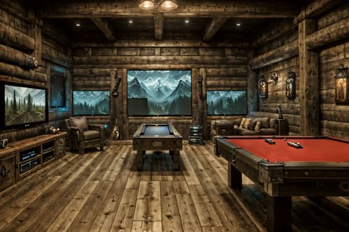 photo from pinterest of rustic-style interior designed (gaming room interior) . with . . cinematic photo, highly detailed, cinematic lighting, ultra-detailed, ultrarealistic, photorealism, 8k. trending on pinterest. rustic interior design style. masterpiece, cinematic light, ultrarealistic+, photorealistic+, 8k, raw photo, realistic, sharp focus on eyes, (symmetrical eyes), (intact eyes), hyperrealistic, highest quality, best quality, , highly detailed, masterpiece, best quality, extremely detailed 8k wallpaper, masterpiece, best quality, ultra-detailed, best shadow, detailed background, detailed face, detailed eyes, high contrast, best illumination, detailed face, dulux, caustic, dynamic angle, detailed glow. dramatic lighting. highly detailed, insanely detailed hair, symmetrical, intricate details, professionally retouched, 8k high definition. strong bokeh. award winning photo.