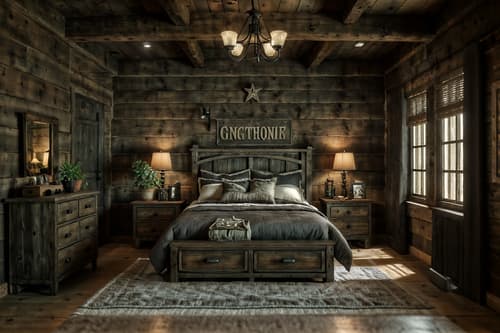 photo from pinterest of rustic-style interior designed (bedroom interior) with mirror and night light and bedside table or night stand and storage bench or ottoman and dresser closet and plant and accent chair and bed. . with . . cinematic photo, highly detailed, cinematic lighting, ultra-detailed, ultrarealistic, photorealism, 8k. trending on pinterest. rustic interior design style. masterpiece, cinematic light, ultrarealistic+, photorealistic+, 8k, raw photo, realistic, sharp focus on eyes, (symmetrical eyes), (intact eyes), hyperrealistic, highest quality, best quality, , highly detailed, masterpiece, best quality, extremely detailed 8k wallpaper, masterpiece, best quality, ultra-detailed, best shadow, detailed background, detailed face, detailed eyes, high contrast, best illumination, detailed face, dulux, caustic, dynamic angle, detailed glow. dramatic lighting. highly detailed, insanely detailed hair, symmetrical, intricate details, professionally retouched, 8k high definition. strong bokeh. award winning photo.