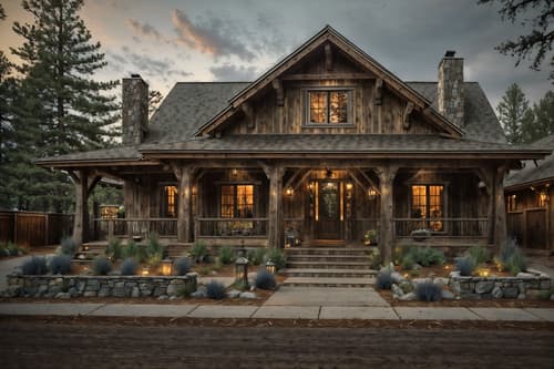 photo from pinterest of rustic-style exterior designed (house exterior exterior) . with . . cinematic photo, highly detailed, cinematic lighting, ultra-detailed, ultrarealistic, photorealism, 8k. trending on pinterest. rustic exterior design style. masterpiece, cinematic light, ultrarealistic+, photorealistic+, 8k, raw photo, realistic, sharp focus on eyes, (symmetrical eyes), (intact eyes), hyperrealistic, highest quality, best quality, , highly detailed, masterpiece, best quality, extremely detailed 8k wallpaper, masterpiece, best quality, ultra-detailed, best shadow, detailed background, detailed face, detailed eyes, high contrast, best illumination, detailed face, dulux, caustic, dynamic angle, detailed glow. dramatic lighting. highly detailed, insanely detailed hair, symmetrical, intricate details, professionally retouched, 8k high definition. strong bokeh. award winning photo.