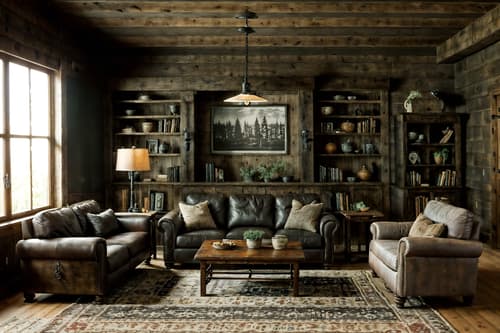 photo from pinterest of rustic-style interior designed (living room interior) with sofa and furniture and rug and bookshelves and coffee tables and televisions and chairs and electric lamps. . with . . cinematic photo, highly detailed, cinematic lighting, ultra-detailed, ultrarealistic, photorealism, 8k. trending on pinterest. rustic interior design style. masterpiece, cinematic light, ultrarealistic+, photorealistic+, 8k, raw photo, realistic, sharp focus on eyes, (symmetrical eyes), (intact eyes), hyperrealistic, highest quality, best quality, , highly detailed, masterpiece, best quality, extremely detailed 8k wallpaper, masterpiece, best quality, ultra-detailed, best shadow, detailed background, detailed face, detailed eyes, high contrast, best illumination, detailed face, dulux, caustic, dynamic angle, detailed glow. dramatic lighting. highly detailed, insanely detailed hair, symmetrical, intricate details, professionally retouched, 8k high definition. strong bokeh. award winning photo.