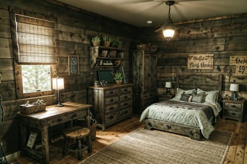 photo from pinterest of rustic-style interior designed (kids room interior) with bedside table or night stand and plant and dresser closet and mirror and night light and kids desk and headboard and storage bench or ottoman. . with . . cinematic photo, highly detailed, cinematic lighting, ultra-detailed, ultrarealistic, photorealism, 8k. trending on pinterest. rustic interior design style. masterpiece, cinematic light, ultrarealistic+, photorealistic+, 8k, raw photo, realistic, sharp focus on eyes, (symmetrical eyes), (intact eyes), hyperrealistic, highest quality, best quality, , highly detailed, masterpiece, best quality, extremely detailed 8k wallpaper, masterpiece, best quality, ultra-detailed, best shadow, detailed background, detailed face, detailed eyes, high contrast, best illumination, detailed face, dulux, caustic, dynamic angle, detailed glow. dramatic lighting. highly detailed, insanely detailed hair, symmetrical, intricate details, professionally retouched, 8k high definition. strong bokeh. award winning photo.