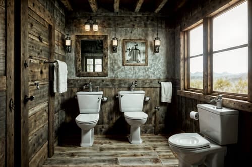 photo from pinterest of rustic-style interior designed (toilet interior) with sink with tap and toilet with toilet seat up and toilet paper hanger and sink with tap. . with . . cinematic photo, highly detailed, cinematic lighting, ultra-detailed, ultrarealistic, photorealism, 8k. trending on pinterest. rustic interior design style. masterpiece, cinematic light, ultrarealistic+, photorealistic+, 8k, raw photo, realistic, sharp focus on eyes, (symmetrical eyes), (intact eyes), hyperrealistic, highest quality, best quality, , highly detailed, masterpiece, best quality, extremely detailed 8k wallpaper, masterpiece, best quality, ultra-detailed, best shadow, detailed background, detailed face, detailed eyes, high contrast, best illumination, detailed face, dulux, caustic, dynamic angle, detailed glow. dramatic lighting. highly detailed, insanely detailed hair, symmetrical, intricate details, professionally retouched, 8k high definition. strong bokeh. award winning photo.