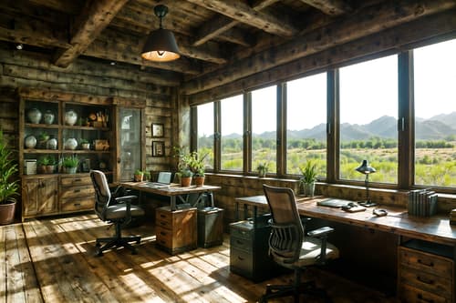 photo from pinterest of rustic-style interior designed (office interior) with cabinets and plants and windows and office desks and computer desks and office chairs and desk lamps and lounge chairs. . with . . cinematic photo, highly detailed, cinematic lighting, ultra-detailed, ultrarealistic, photorealism, 8k. trending on pinterest. rustic interior design style. masterpiece, cinematic light, ultrarealistic+, photorealistic+, 8k, raw photo, realistic, sharp focus on eyes, (symmetrical eyes), (intact eyes), hyperrealistic, highest quality, best quality, , highly detailed, masterpiece, best quality, extremely detailed 8k wallpaper, masterpiece, best quality, ultra-detailed, best shadow, detailed background, detailed face, detailed eyes, high contrast, best illumination, detailed face, dulux, caustic, dynamic angle, detailed glow. dramatic lighting. highly detailed, insanely detailed hair, symmetrical, intricate details, professionally retouched, 8k high definition. strong bokeh. award winning photo.