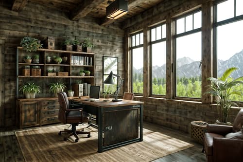 photo from pinterest of rustic-style interior designed (office interior) with cabinets and plants and windows and office desks and computer desks and office chairs and desk lamps and lounge chairs. . with . . cinematic photo, highly detailed, cinematic lighting, ultra-detailed, ultrarealistic, photorealism, 8k. trending on pinterest. rustic interior design style. masterpiece, cinematic light, ultrarealistic+, photorealistic+, 8k, raw photo, realistic, sharp focus on eyes, (symmetrical eyes), (intact eyes), hyperrealistic, highest quality, best quality, , highly detailed, masterpiece, best quality, extremely detailed 8k wallpaper, masterpiece, best quality, ultra-detailed, best shadow, detailed background, detailed face, detailed eyes, high contrast, best illumination, detailed face, dulux, caustic, dynamic angle, detailed glow. dramatic lighting. highly detailed, insanely detailed hair, symmetrical, intricate details, professionally retouched, 8k high definition. strong bokeh. award winning photo.