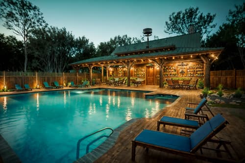 photo from pinterest of rustic-style designed (outdoor pool area ) with pool lounge chairs and pool lights and pool and pool lounge chairs. . with . . cinematic photo, highly detailed, cinematic lighting, ultra-detailed, ultrarealistic, photorealism, 8k. trending on pinterest. rustic design style. masterpiece, cinematic light, ultrarealistic+, photorealistic+, 8k, raw photo, realistic, sharp focus on eyes, (symmetrical eyes), (intact eyes), hyperrealistic, highest quality, best quality, , highly detailed, masterpiece, best quality, extremely detailed 8k wallpaper, masterpiece, best quality, ultra-detailed, best shadow, detailed background, detailed face, detailed eyes, high contrast, best illumination, detailed face, dulux, caustic, dynamic angle, detailed glow. dramatic lighting. highly detailed, insanely detailed hair, symmetrical, intricate details, professionally retouched, 8k high definition. strong bokeh. award winning photo.
