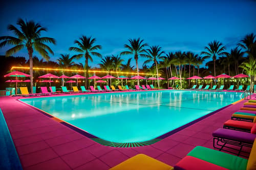 photo from pinterest of maximalist-style designed (outdoor pool area ) with pool lounge chairs and pool and pool lights and pool lounge chairs. . with playful and vibrant and bold colors and eye-catching and more is more philosophy and over-the-top aesthetic and bold design and bold patterns. . cinematic photo, highly detailed, cinematic lighting, ultra-detailed, ultrarealistic, photorealism, 8k. trending on pinterest. maximalist design style. masterpiece, cinematic light, ultrarealistic+, photorealistic+, 8k, raw photo, realistic, sharp focus on eyes, (symmetrical eyes), (intact eyes), hyperrealistic, highest quality, best quality, , highly detailed, masterpiece, best quality, extremely detailed 8k wallpaper, masterpiece, best quality, ultra-detailed, best shadow, detailed background, detailed face, detailed eyes, high contrast, best illumination, detailed face, dulux, caustic, dynamic angle, detailed glow. dramatic lighting. highly detailed, insanely detailed hair, symmetrical, intricate details, professionally retouched, 8k high definition. strong bokeh. award winning photo.