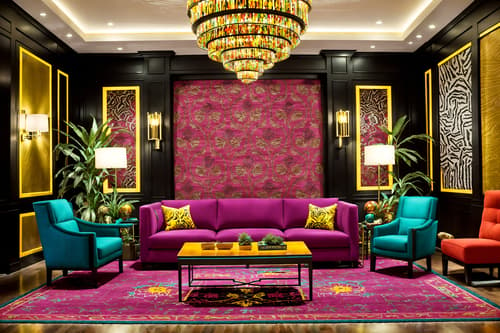 photo from pinterest of maximalist-style interior designed (hotel lobby interior) with sofas and hanging lamps and coffee tables and plant and check in desk and furniture and rug and lounge chairs. . with bold creativity and bold design and over-the-top aesthetic and bold patterns and playful and vibrant and eye-catching and more is more philosophy. . cinematic photo, highly detailed, cinematic lighting, ultra-detailed, ultrarealistic, photorealism, 8k. trending on pinterest. maximalist interior design style. masterpiece, cinematic light, ultrarealistic+, photorealistic+, 8k, raw photo, realistic, sharp focus on eyes, (symmetrical eyes), (intact eyes), hyperrealistic, highest quality, best quality, , highly detailed, masterpiece, best quality, extremely detailed 8k wallpaper, masterpiece, best quality, ultra-detailed, best shadow, detailed background, detailed face, detailed eyes, high contrast, best illumination, detailed face, dulux, caustic, dynamic angle, detailed glow. dramatic lighting. highly detailed, insanely detailed hair, symmetrical, intricate details, professionally retouched, 8k high definition. strong bokeh. award winning photo.