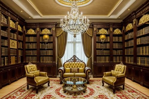 photo from pinterest of baroque-style interior designed (study room interior) with lounge chair and office chair and bookshelves and desk lamp and plant and cabinets and writing desk and lounge chair. . with sensuous richness and grandeur and crystal and glass accents and luxurious floral and damask fabrics and drama and intricate carvings and ornaments and expensive and plush flooring and movement. . cinematic photo, highly detailed, cinematic lighting, ultra-detailed, ultrarealistic, photorealism, 8k. trending on pinterest. baroque interior design style. masterpiece, cinematic light, ultrarealistic+, photorealistic+, 8k, raw photo, realistic, sharp focus on eyes, (symmetrical eyes), (intact eyes), hyperrealistic, highest quality, best quality, , highly detailed, masterpiece, best quality, extremely detailed 8k wallpaper, masterpiece, best quality, ultra-detailed, best shadow, detailed background, detailed face, detailed eyes, high contrast, best illumination, detailed face, dulux, caustic, dynamic angle, detailed glow. dramatic lighting. highly detailed, insanely detailed hair, symmetrical, intricate details, professionally retouched, 8k high definition. strong bokeh. award winning photo.