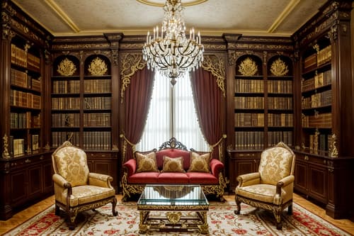 photo from pinterest of baroque-style interior designed (study room interior) with lounge chair and office chair and bookshelves and desk lamp and plant and cabinets and writing desk and lounge chair. . with sensuous richness and grandeur and crystal and glass accents and luxurious floral and damask fabrics and drama and intricate carvings and ornaments and expensive and plush flooring and movement. . cinematic photo, highly detailed, cinematic lighting, ultra-detailed, ultrarealistic, photorealism, 8k. trending on pinterest. baroque interior design style. masterpiece, cinematic light, ultrarealistic+, photorealistic+, 8k, raw photo, realistic, sharp focus on eyes, (symmetrical eyes), (intact eyes), hyperrealistic, highest quality, best quality, , highly detailed, masterpiece, best quality, extremely detailed 8k wallpaper, masterpiece, best quality, ultra-detailed, best shadow, detailed background, detailed face, detailed eyes, high contrast, best illumination, detailed face, dulux, caustic, dynamic angle, detailed glow. dramatic lighting. highly detailed, insanely detailed hair, symmetrical, intricate details, professionally retouched, 8k high definition. strong bokeh. award winning photo.