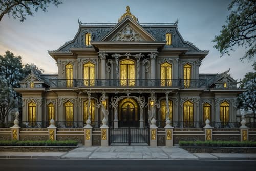 photo from pinterest of baroque-style exterior designed (house exterior exterior) . with tension and movement and heavy moldings and twisted columns and grandeur and elaborate ornamentation and dynamism and sensuous richness. . cinematic photo, highly detailed, cinematic lighting, ultra-detailed, ultrarealistic, photorealism, 8k. trending on pinterest. baroque exterior design style. masterpiece, cinematic light, ultrarealistic+, photorealistic+, 8k, raw photo, realistic, sharp focus on eyes, (symmetrical eyes), (intact eyes), hyperrealistic, highest quality, best quality, , highly detailed, masterpiece, best quality, extremely detailed 8k wallpaper, masterpiece, best quality, ultra-detailed, best shadow, detailed background, detailed face, detailed eyes, high contrast, best illumination, detailed face, dulux, caustic, dynamic angle, detailed glow. dramatic lighting. highly detailed, insanely detailed hair, symmetrical, intricate details, professionally retouched, 8k high definition. strong bokeh. award winning photo.