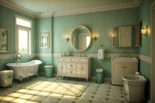photo from pinterest of retro-style interior designed (bathroom interior) with waste basket and mirror and toilet seat and bathtub and bath rail and bathroom sink with faucet and bath towel and bathroom cabinet. . . cinematic photo, highly detailed, cinematic lighting, ultra-detailed, ultrarealistic, photorealism, 8k. trending on pinterest. retro interior design style. masterpiece, cinematic light, ultrarealistic+, photorealistic+, 8k, raw photo, realistic, sharp focus on eyes, (symmetrical eyes), (intact eyes), hyperrealistic, highest quality, best quality, , highly detailed, masterpiece, best quality, extremely detailed 8k wallpaper, masterpiece, best quality, ultra-detailed, best shadow, detailed background, detailed face, detailed eyes, high contrast, best illumination, detailed face, dulux, caustic, dynamic angle, detailed glow. dramatic lighting. highly detailed, insanely detailed hair, symmetrical, intricate details, professionally retouched, 8k high definition. strong bokeh. award winning photo.