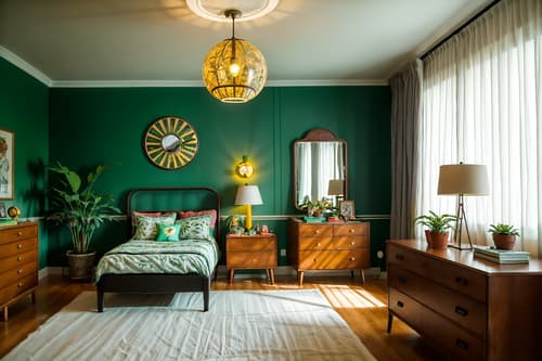 photo from pinterest of retro-style interior designed (kids room interior) with plant and kids desk and night light and bed and bedside table or night stand and accent chair and mirror and headboard. . . cinematic photo, highly detailed, cinematic lighting, ultra-detailed, ultrarealistic, photorealism, 8k. trending on pinterest. retro interior design style. masterpiece, cinematic light, ultrarealistic+, photorealistic+, 8k, raw photo, realistic, sharp focus on eyes, (symmetrical eyes), (intact eyes), hyperrealistic, highest quality, best quality, , highly detailed, masterpiece, best quality, extremely detailed 8k wallpaper, masterpiece, best quality, ultra-detailed, best shadow, detailed background, detailed face, detailed eyes, high contrast, best illumination, detailed face, dulux, caustic, dynamic angle, detailed glow. dramatic lighting. highly detailed, insanely detailed hair, symmetrical, intricate details, professionally retouched, 8k high definition. strong bokeh. award winning photo.