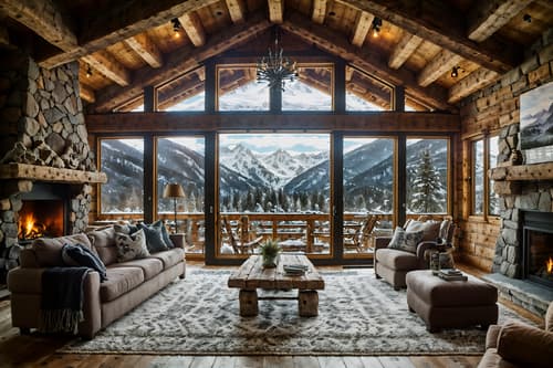 photo from pinterest of ski chalet-style interior designed (clothing store interior) . with nature-inspired and exposed construction beams and window with mountain views and stone fireplace and layered textiles and exposed wood and stone fireplace and animal motifs. . cinematic photo, highly detailed, cinematic lighting, ultra-detailed, ultrarealistic, photorealism, 8k. trending on pinterest. ski chalet interior design style. masterpiece, cinematic light, ultrarealistic+, photorealistic+, 8k, raw photo, realistic, sharp focus on eyes, (symmetrical eyes), (intact eyes), hyperrealistic, highest quality, best quality, , highly detailed, masterpiece, best quality, extremely detailed 8k wallpaper, masterpiece, best quality, ultra-detailed, best shadow, detailed background, detailed face, detailed eyes, high contrast, best illumination, detailed face, dulux, caustic, dynamic angle, detailed glow. dramatic lighting. highly detailed, insanely detailed hair, symmetrical, intricate details, professionally retouched, 8k high definition. strong bokeh. award winning photo.